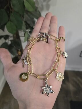 18k Gold Chunky Charm Bracelet